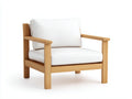 Sessel 88×82×84 cm Holz Stoff Weiß Natur - breiter Loungesessel für das Wohnzimmer