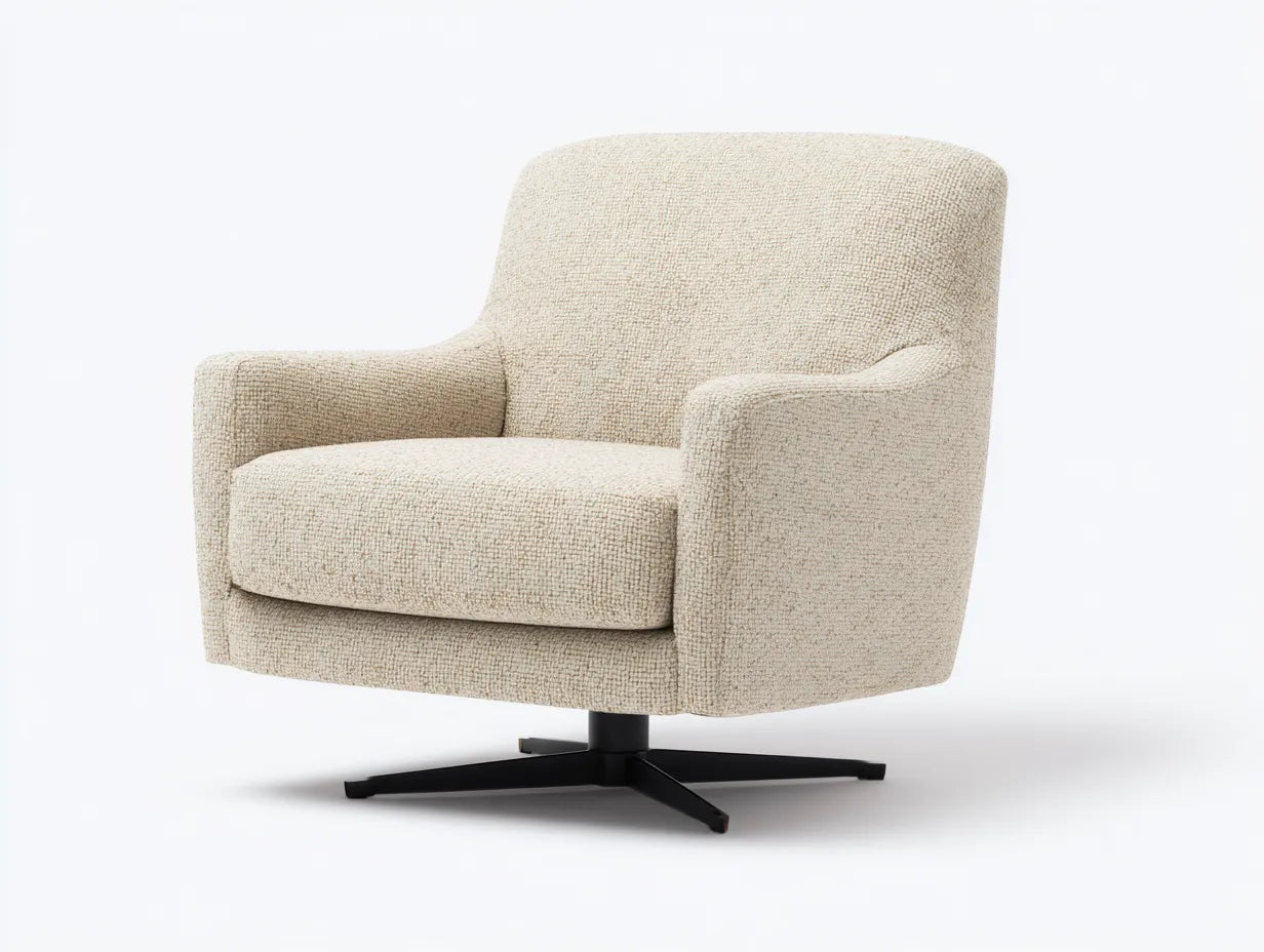 Drehsessel 84×86×88 cm Stoff Beige Schwarz - moderner Loungesessel fürs Wohnzimmer
