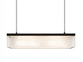 Außenpendelleuchte 110×28×24 cm Metall Glas Schwarz Weiß - lineare Hängeleuchte mit strukturiertem Schirm