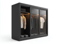 Schlafzimmer Kleiderschrank 220x65x210 cm Schwarz Holzwerkstoff Glas Schiebetüren modernes Design