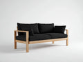 Sofa 205×82×78 cm Holz Stoff Schwarz Natur - geradliniges Wohnzimmerdesign
