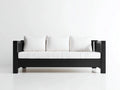 Wohnzimmer Sofa 210x88x80 cm Schwarz Holz Weiß Stoff geradliniger Stil