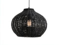 Außenpendelleuchte Metall und PE-Geflecht 38×38×58 cm Schwarz – tropfenförmig für überdachte Terrasse