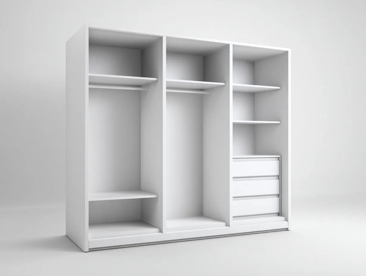 Kleiderschrank 240×60×220 cm Holzwerkstoff Weiß - offene Innenaufteilung für Schlafzimmer