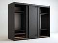 Kleiderschrank 250×62×215 cm Holzwerkstoff Schwarz - Schiebetüren und strukturierter Stauraum