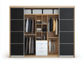Kleiderschrank Holzwerkstoff 300×62×225 cm Schwarz/Hellbraun – Schiebetürenschrank mit offener Mittelzone