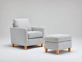 Sessel mit Hocker 82×84×96 cm Stoff Hellgrau Natur - komfortables Wohnzimmerdesign