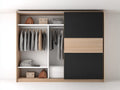 Kleiderschrank Holzwerkstoff 240×60×220 cm Schwarz/Hellbraun/Weiß – Schiebetürenschrank mit Innenaufteilung