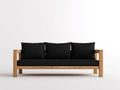 Sofa 220×84×80 cm Holz Stoff Schwarz Natur - offenes Rahmendesign für das Wohnzimmer