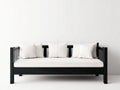 Sofa 210×85×78 cm Holz Stoff Schwarz Weiß - modernes Wohnzimmerdesign