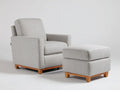 Sessel mit Hocker Stoff und Holz 78×88×96 cm Hellgrau/Hellbraun – komfortabler Wohnzimmerplatz