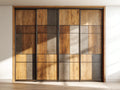Kleiderschrank aus Holzwerkstoff 320×65×240 cm Braun/Grau – Schlafzimmer Schwebetürenschrank mit Dekorfront