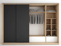 Schlafzimmer Kleiderschrank 240x65x215 cm Eiche Schwarz Holzwerkstoff Schiebetüren modernes Ordnungssystem