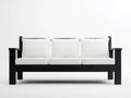 Sofa Holz und Stoff 205×84×80 cm Schwarz/Weiß – geradliniges Wohnzimmermöbel mit offenem Rahmen