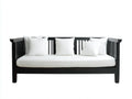 Wohnzimmer Sofa 205x85x78 cm Schwarz Holz Weiß Stoff minimalistisches Design