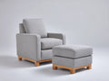 Sessel mit Fußhocker Stoff und Holz 82×90×94 cm Hellgrau/Hellbraun – gepolsterter Ruheplatz fürs Wohnzimmer