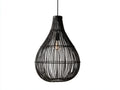 Außenpendelleuchte 42×42×52 cm Rattan Schwarz - tropfenförmige Flechtleuchte für geschützte Außenbereiche